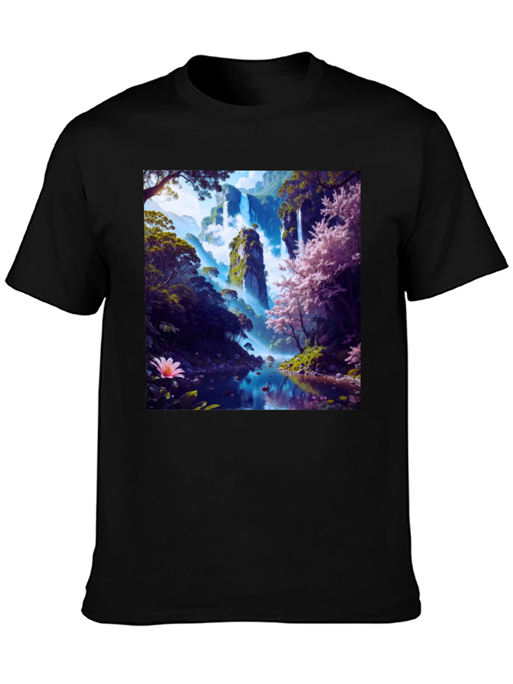 Nature Waterfall Graphic Tee - Unique Design