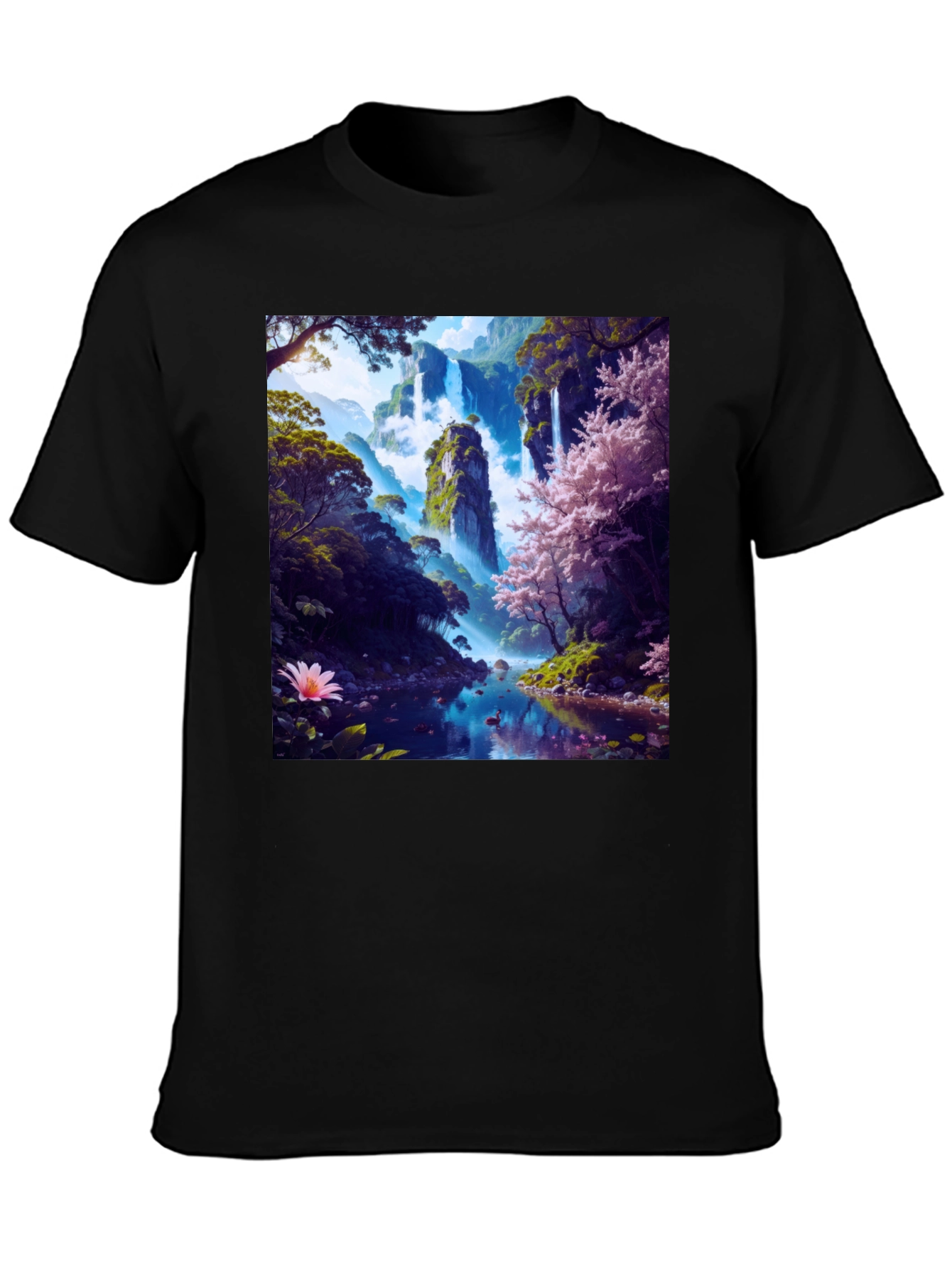 Nature Waterfall Graphic Tee - Unique Design