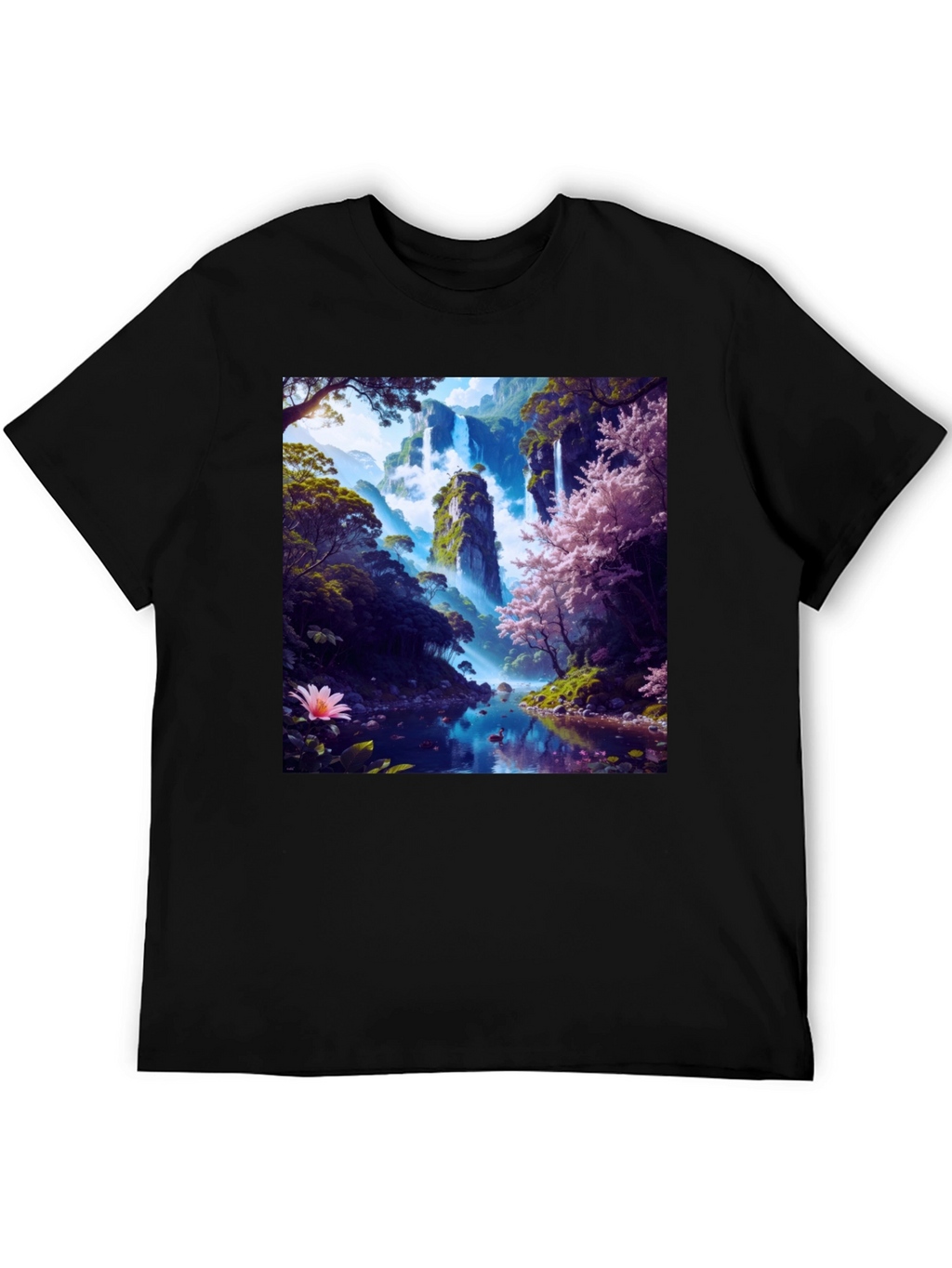 Nature Waterfall Graphic Tee - Unique Design