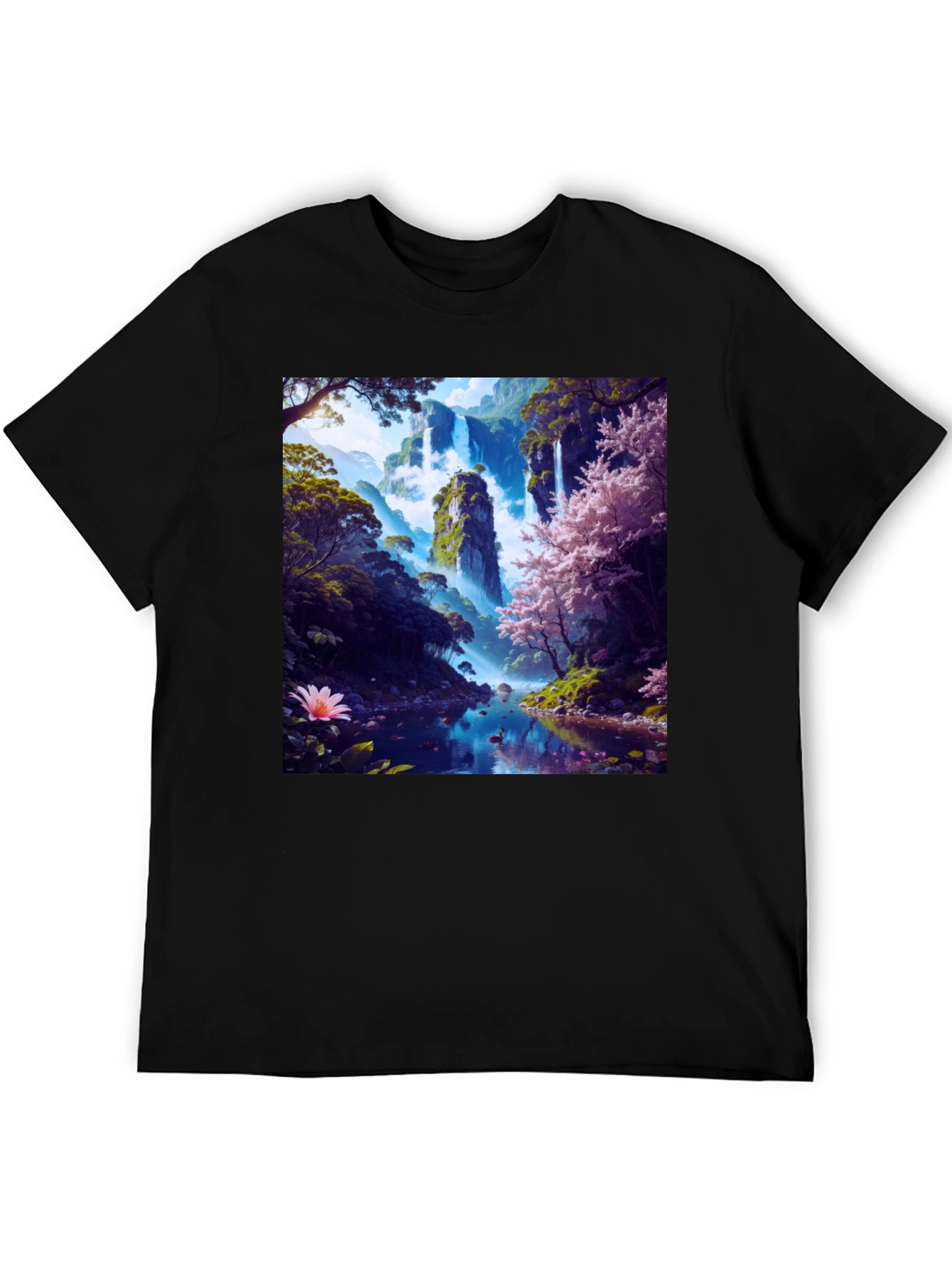 Nature Waterfall Graphic Tee - Unique Design