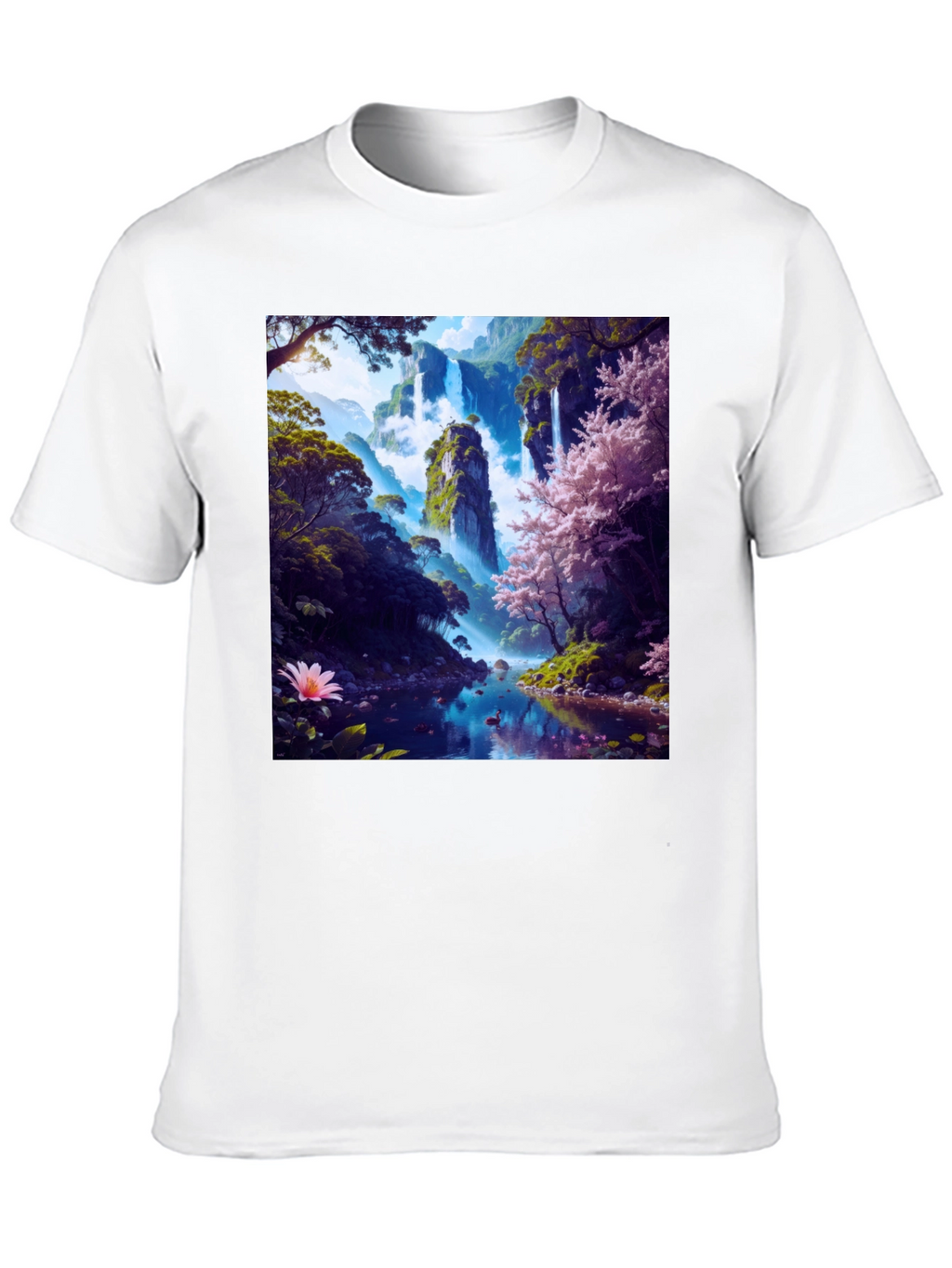 Nature Waterfall Graphic Tee - Unique Design