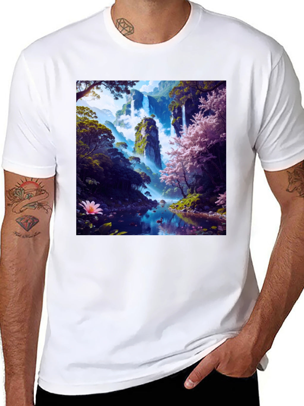 Nature Waterfall Graphic Tee - Unique Design