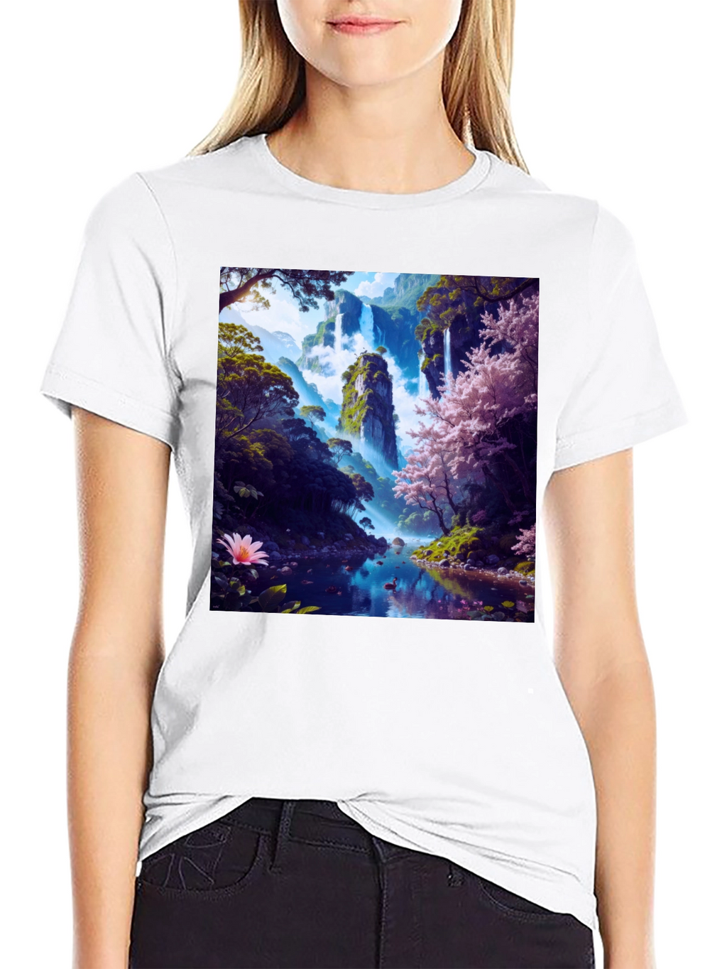 Nature Waterfall Graphic Tee - Unique Design