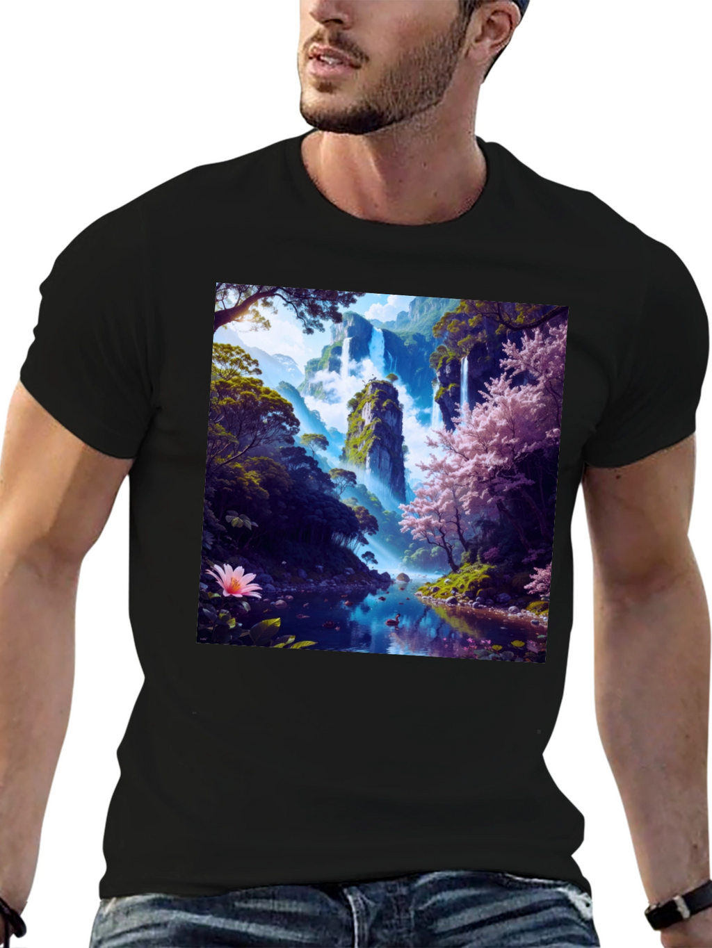 Nature Waterfall Graphic Tee - Unique Design