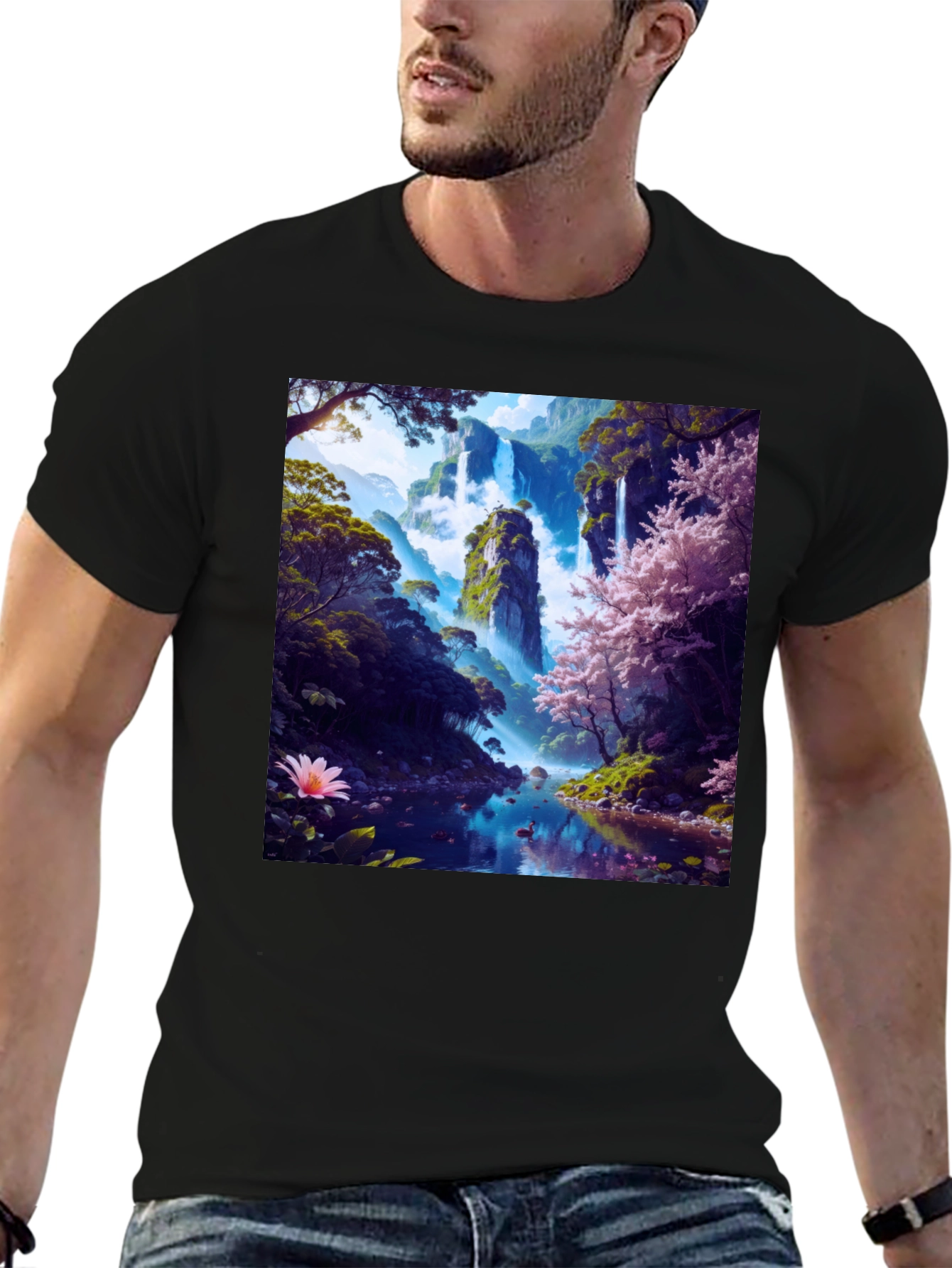 Nature Waterfall Graphic Tee - Unique Design