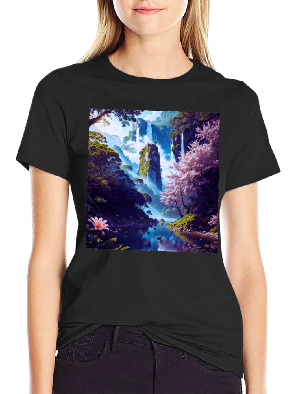 Nature Waterfall Graphic Tee - Unique Design
