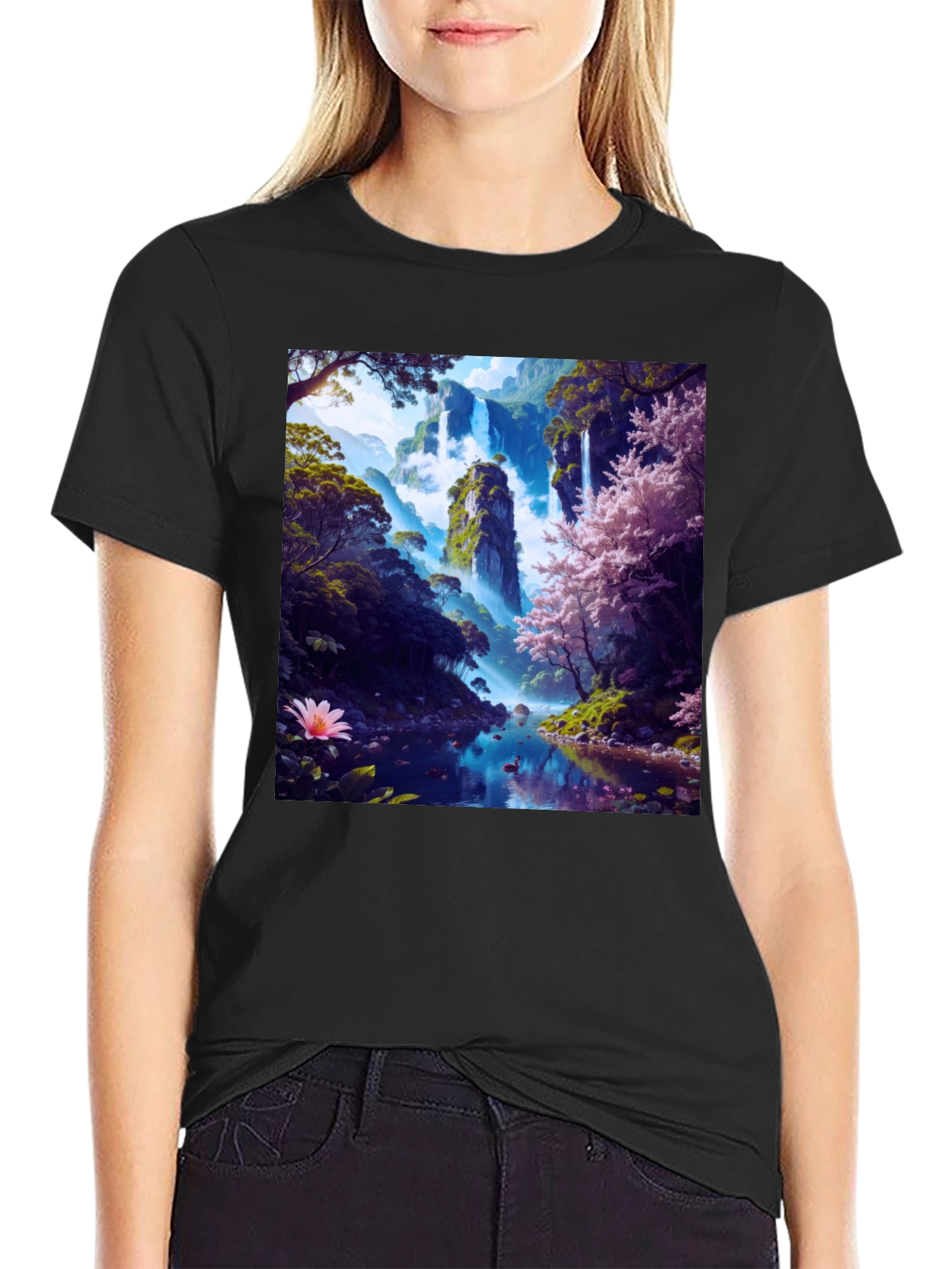 Nature Waterfall Graphic Tee - Unique Design