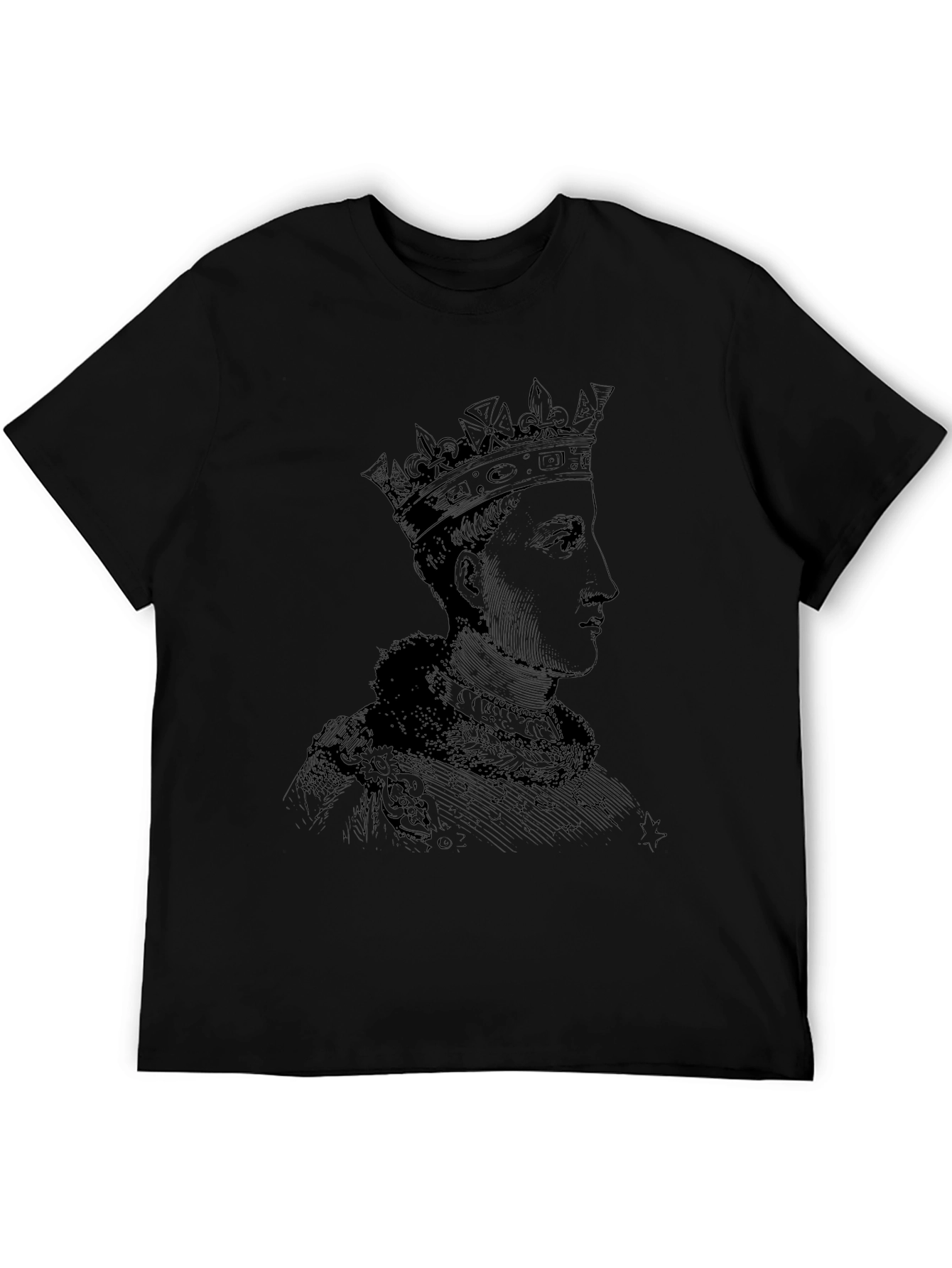 Royal Portrait Graphic Tee - Black Cotton T-Shirt