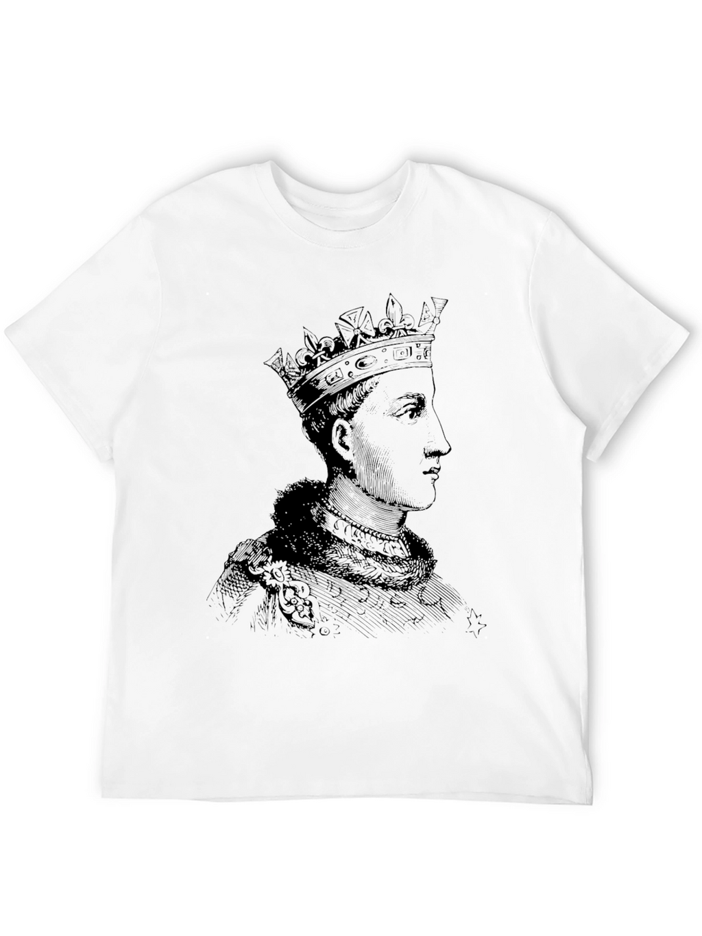 Royal Portrait Graphic Tee - Black Cotton T-Shirt