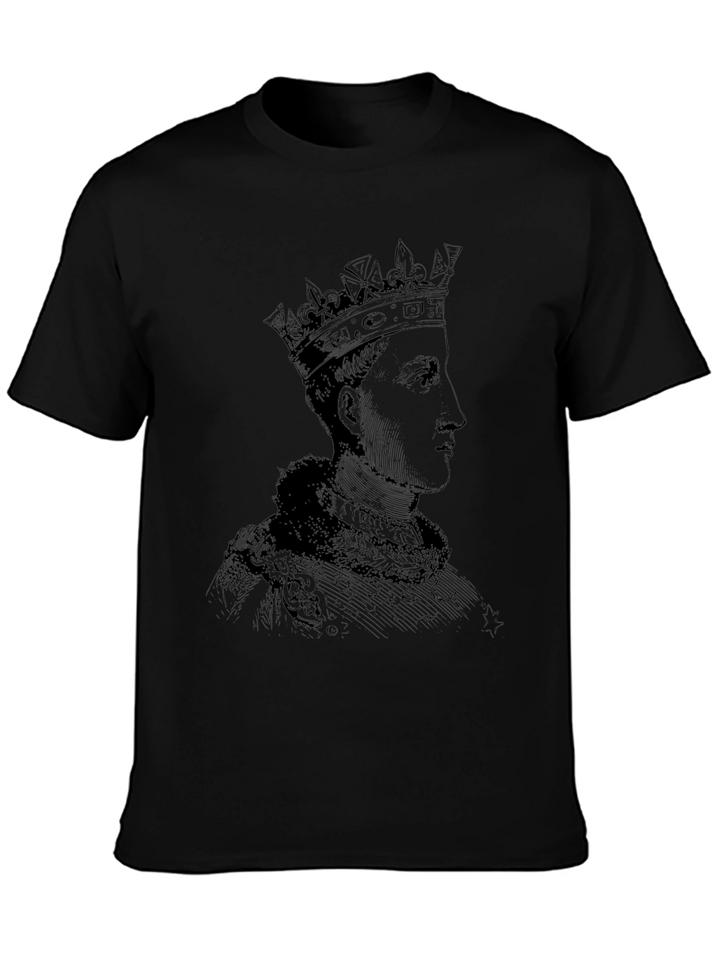 Royal Portrait Graphic Tee - Black Cotton T-Shirt