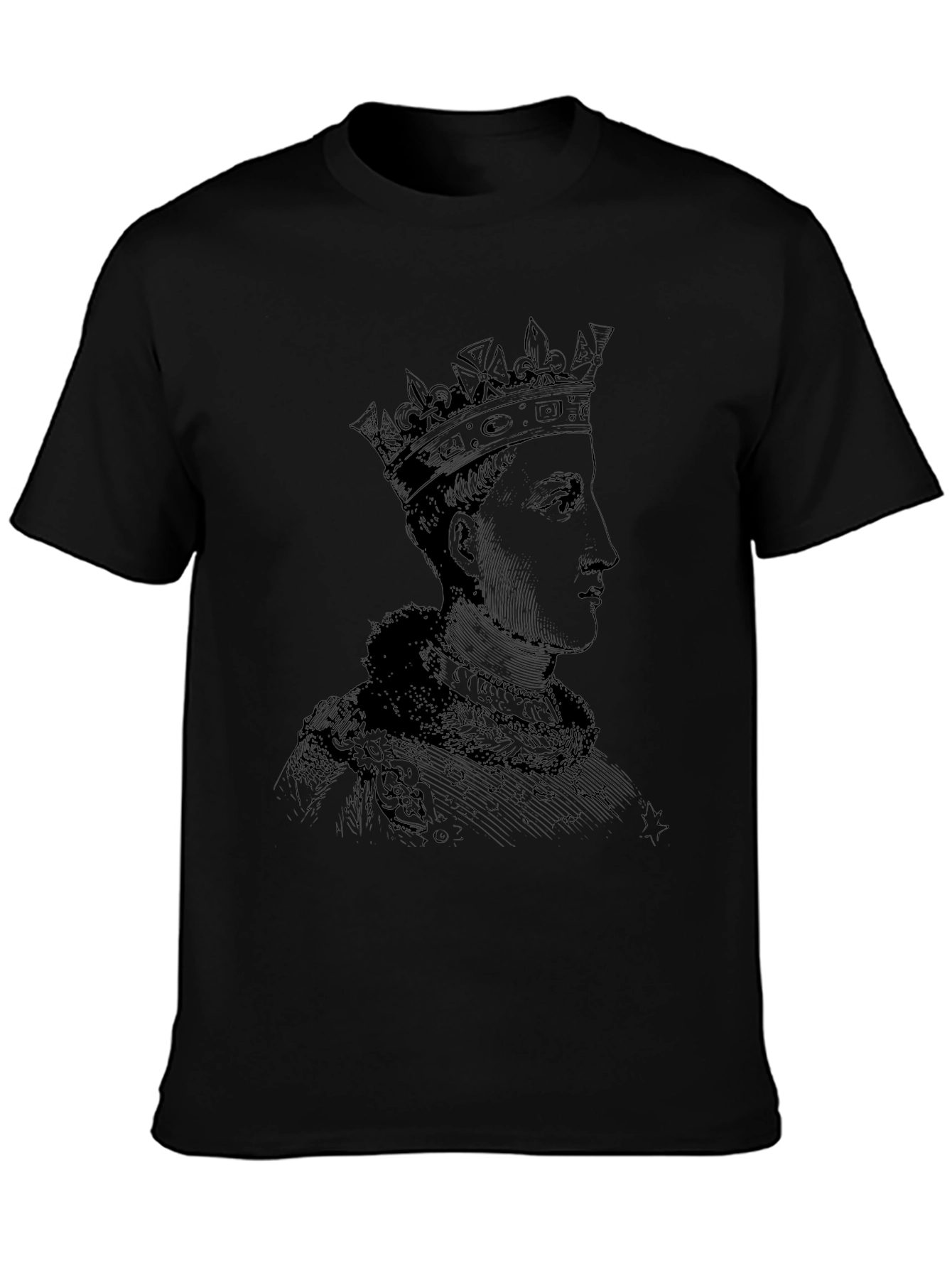 Royal Portrait Graphic Tee - Black Cotton T-Shirt