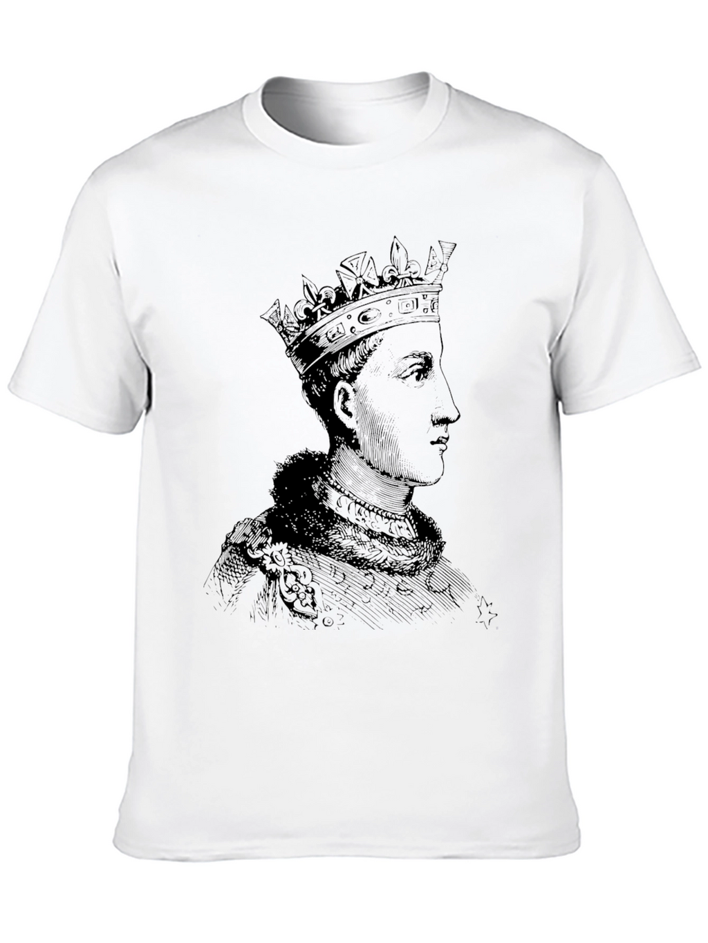 Royal Portrait Graphic Tee - Black Cotton T-Shirt