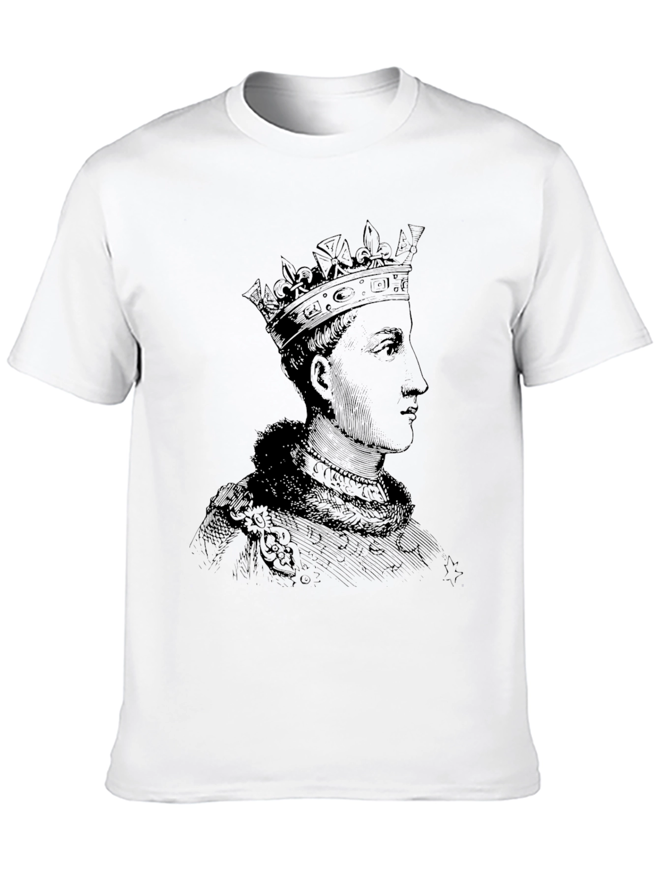 Royal Portrait Graphic Tee - Black Cotton T-Shirt