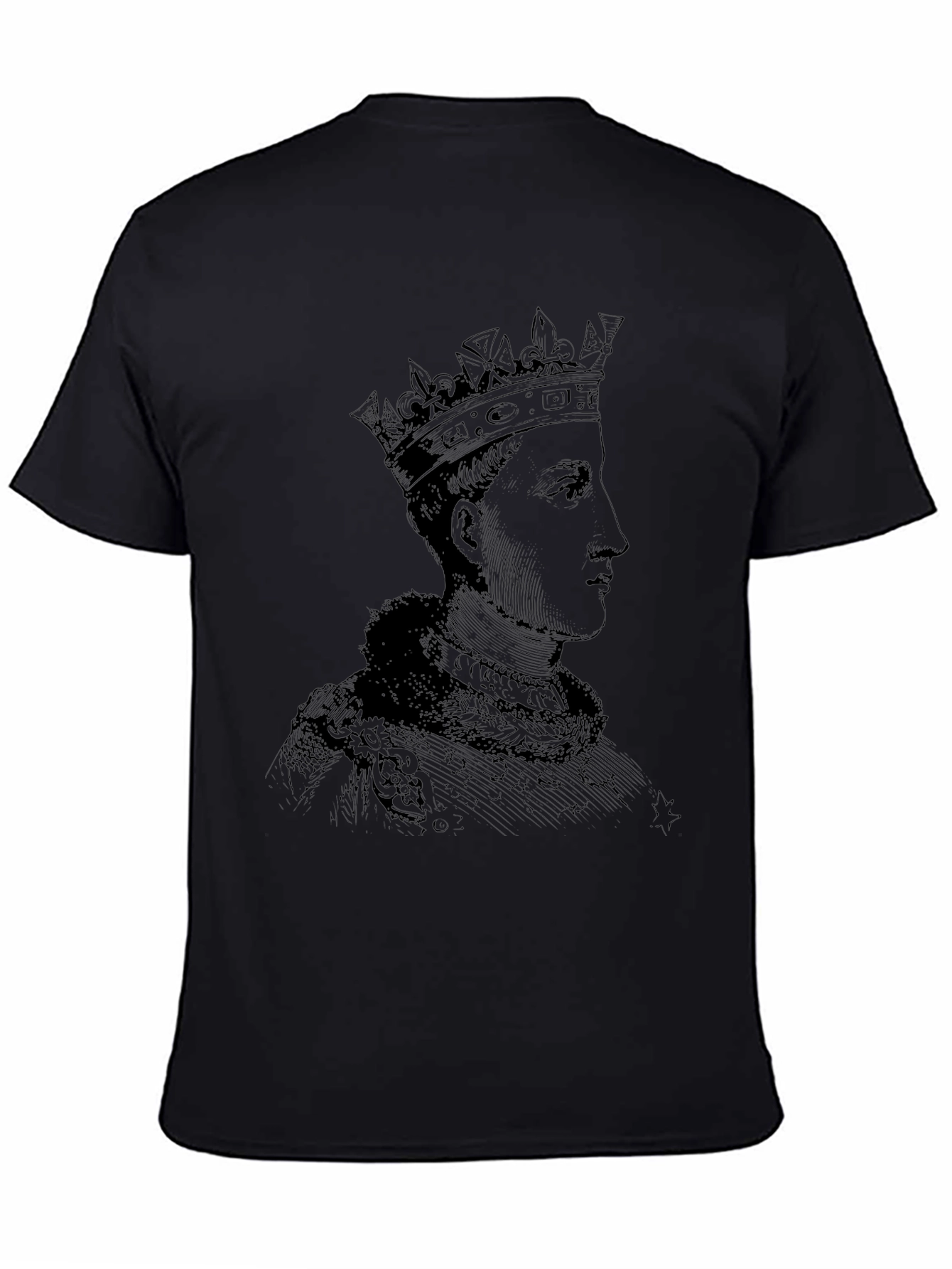 Royal Portrait Graphic Tee - Black Cotton T-Shirt