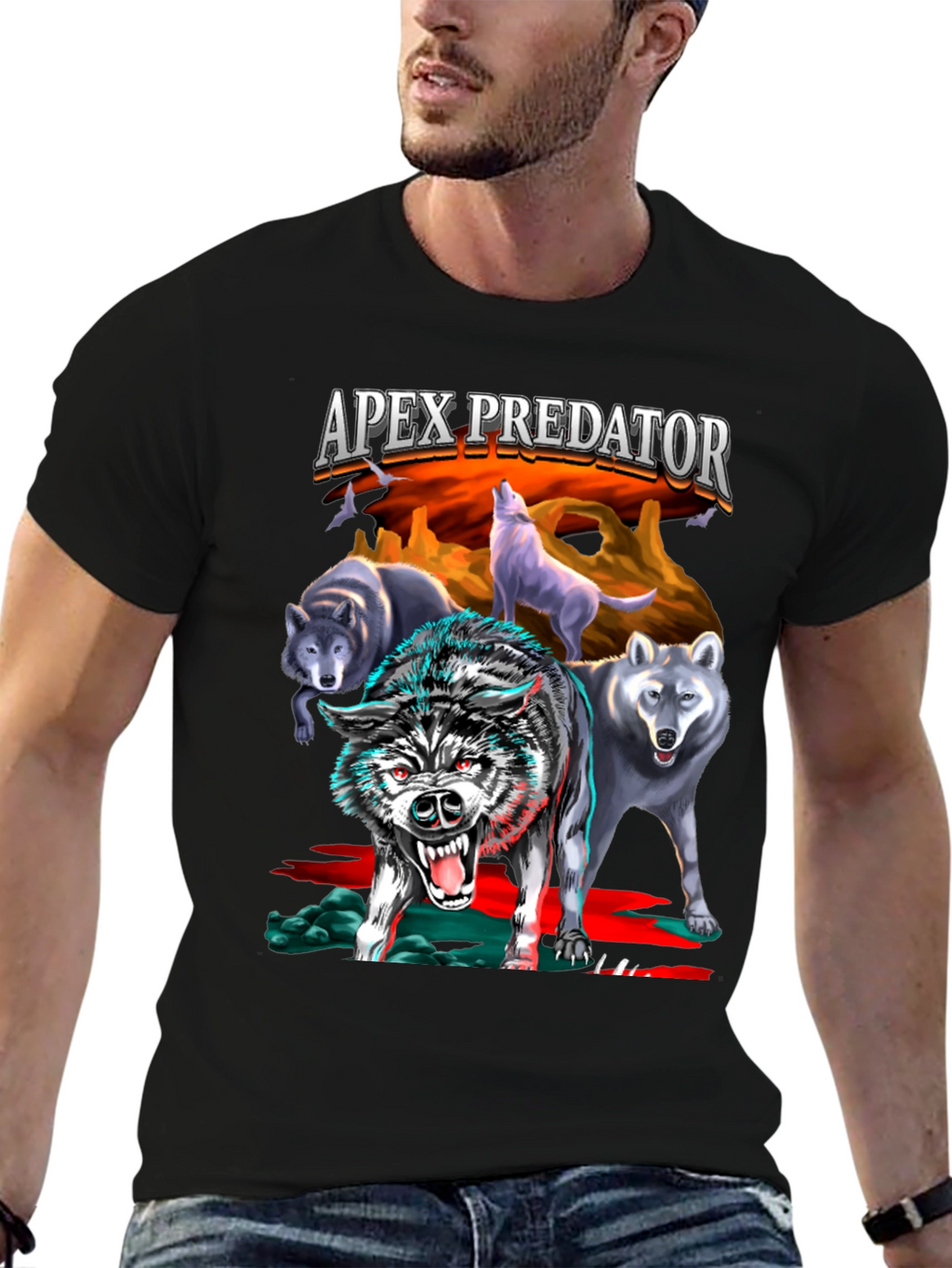 Apex Predator Wolf Pack Graphic T-Shirt