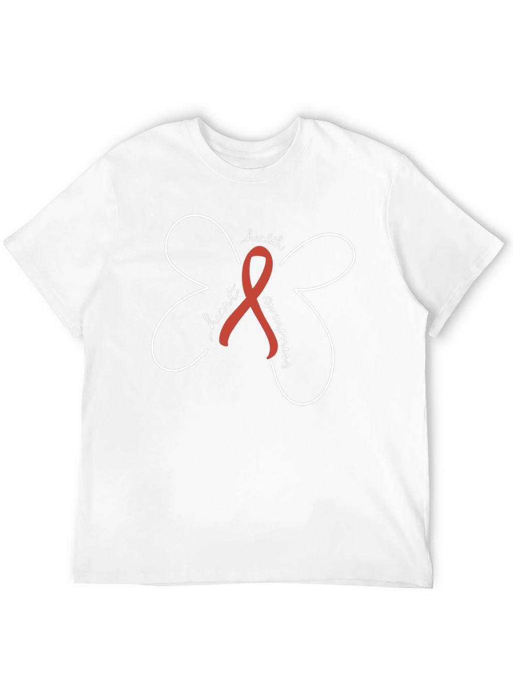 Heart Health Awareness Ribbon Black Tee