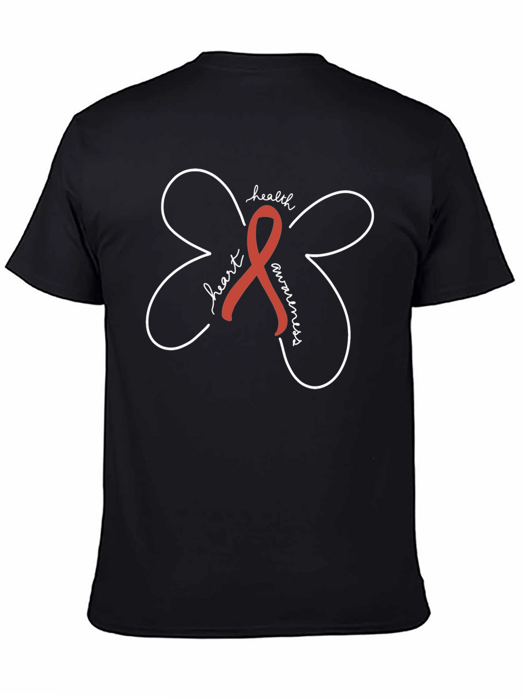 Heart Health Awareness Ribbon Black Tee