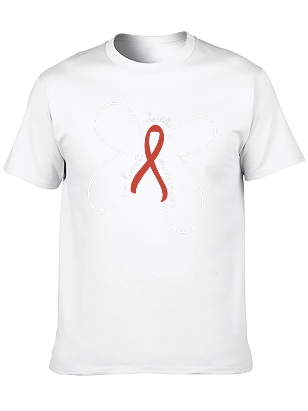 Heart Health Awareness Ribbon Black Tee