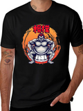 Sumo Wrestler Graphic Tee - Bold Black T-Shirt