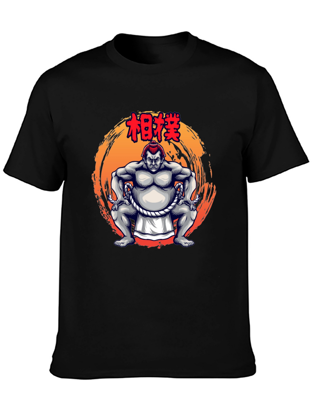 Sumo Wrestler Graphic Tee - Bold Black T-Shirt
