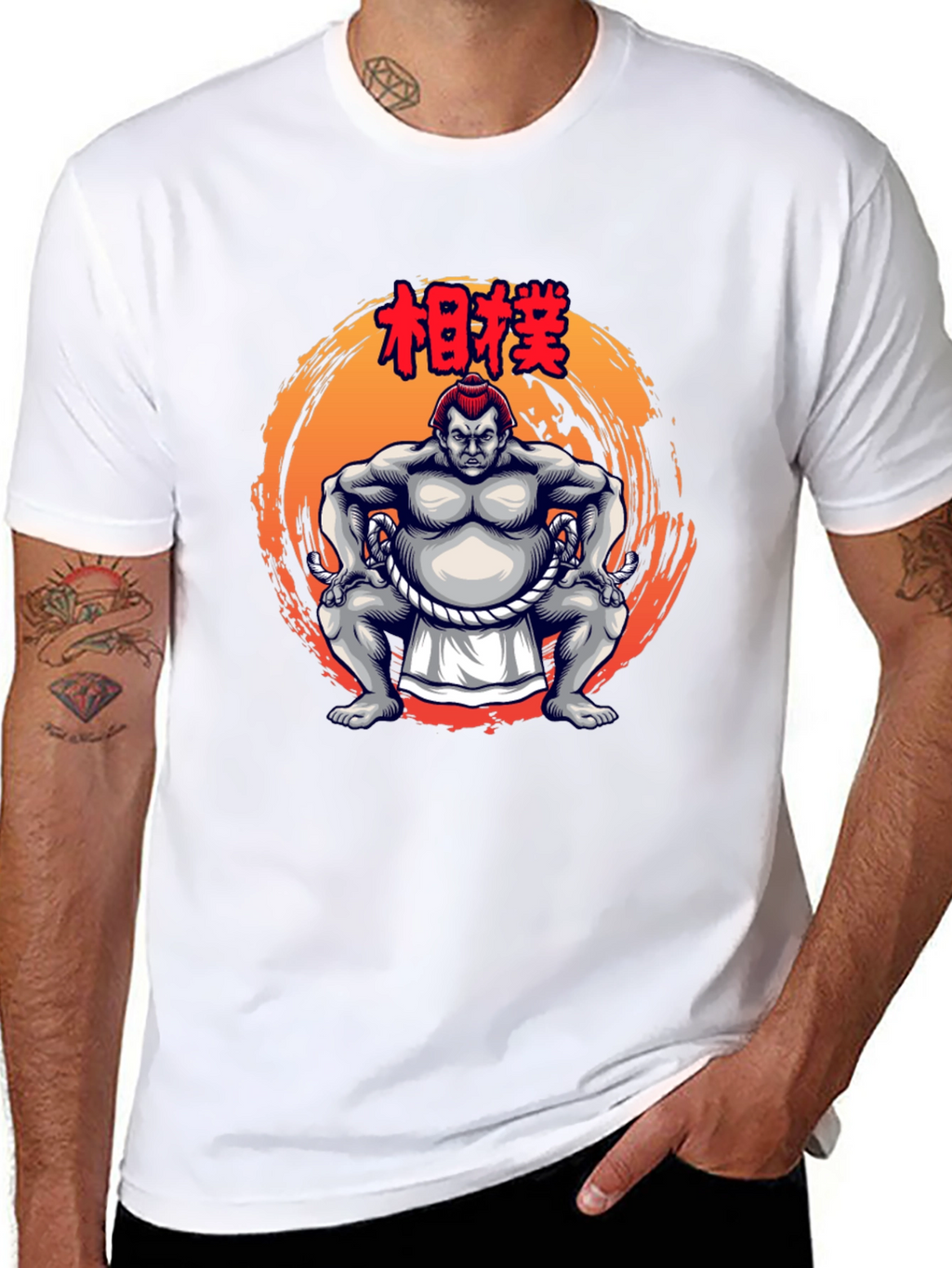 Sumo Wrestler Graphic Tee - Bold Black T-Shirt