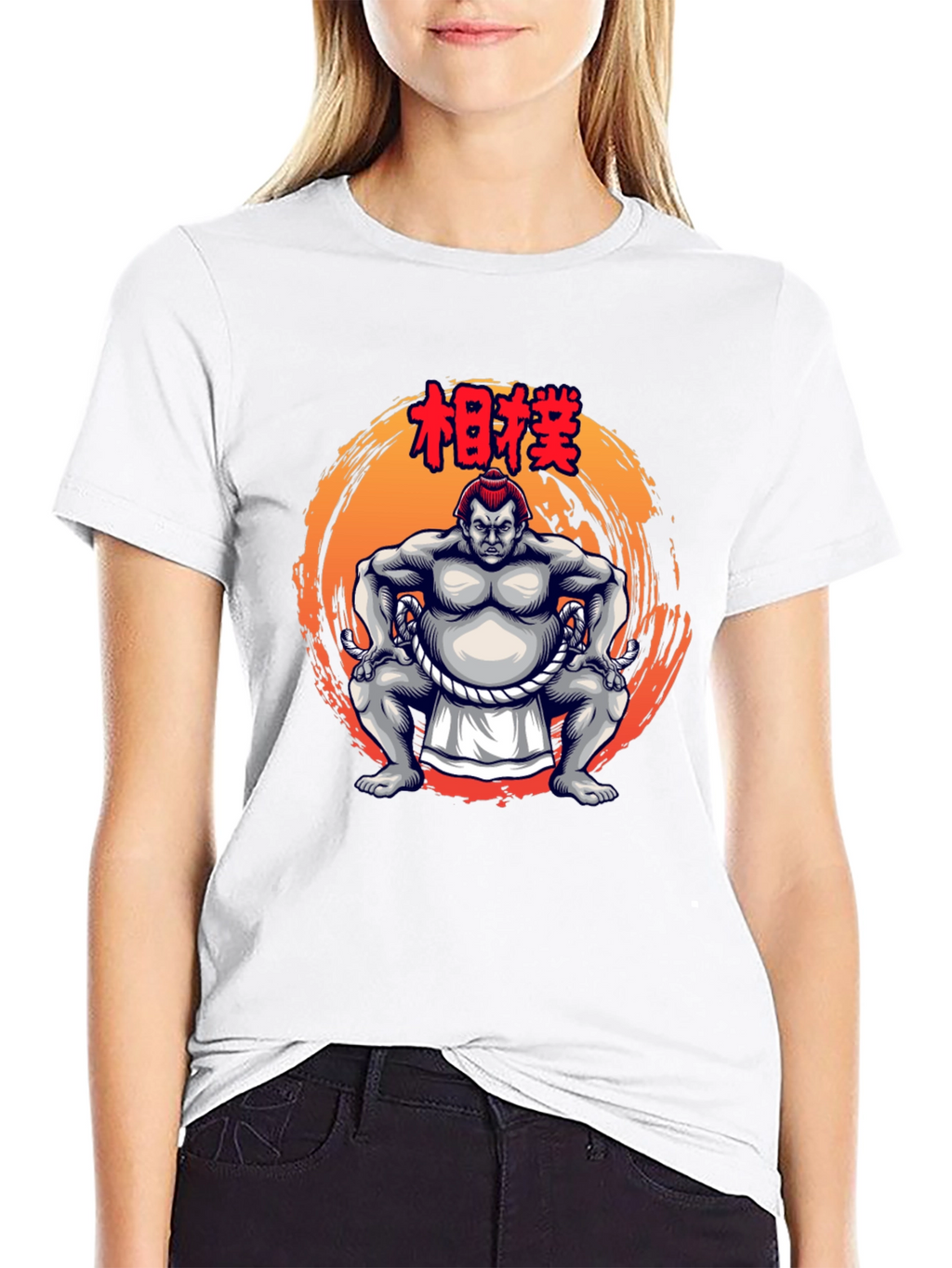 Sumo Wrestler Graphic Tee - Bold Black T-Shirt