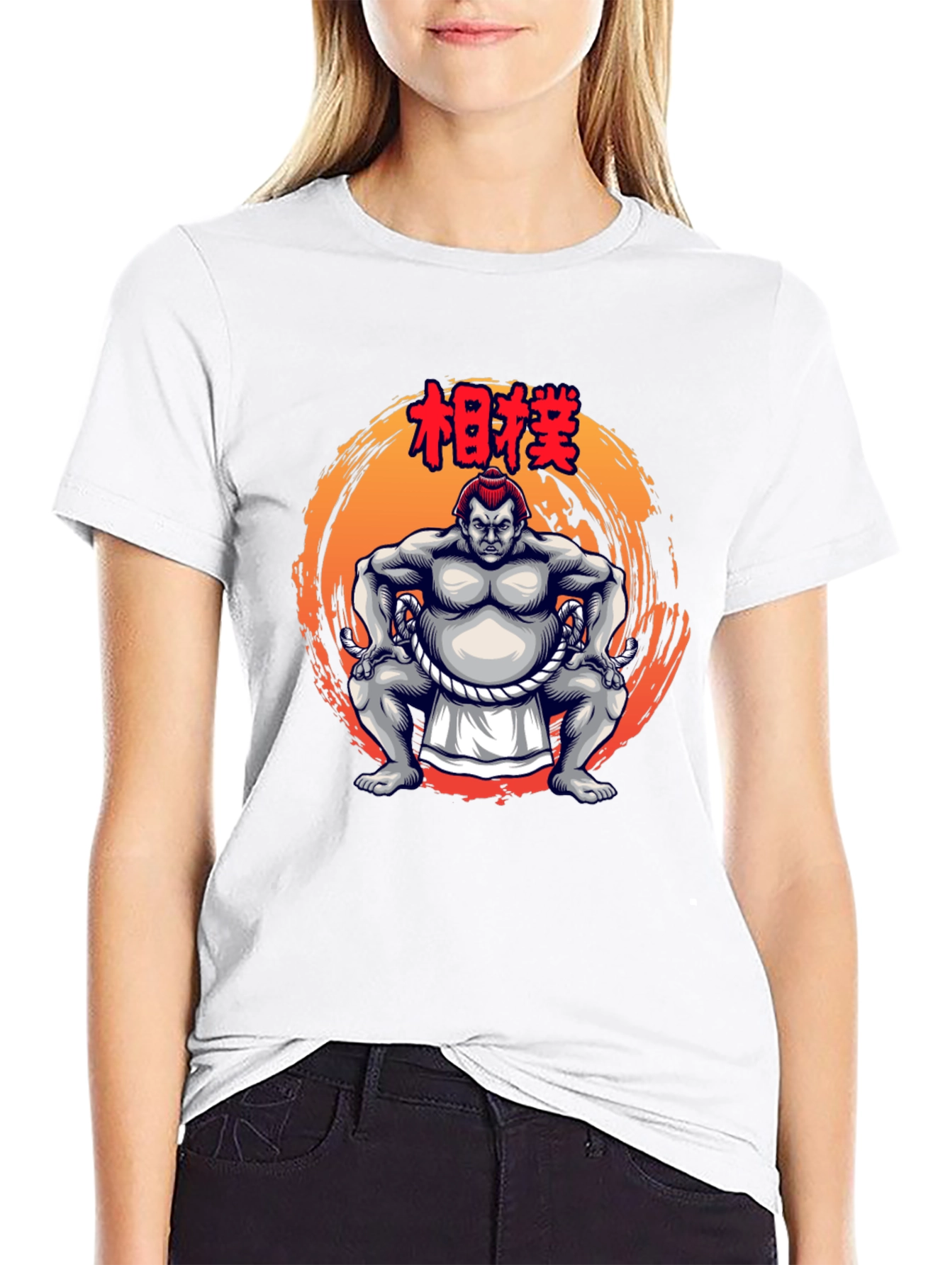 Sumo Wrestler Graphic Tee - Bold Black T-Shirt