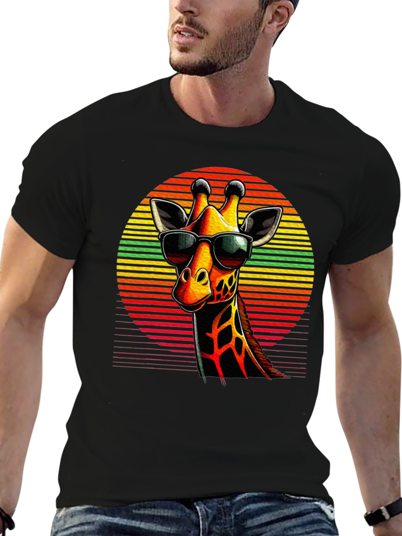 Cool Giraffe Graphic Tee - Stylish Black T-Shirt