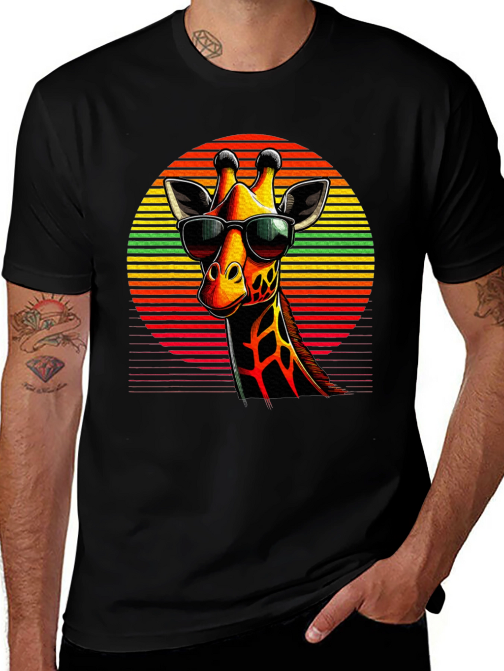 Cool Giraffe Graphic Tee - Stylish Black T-Shirt