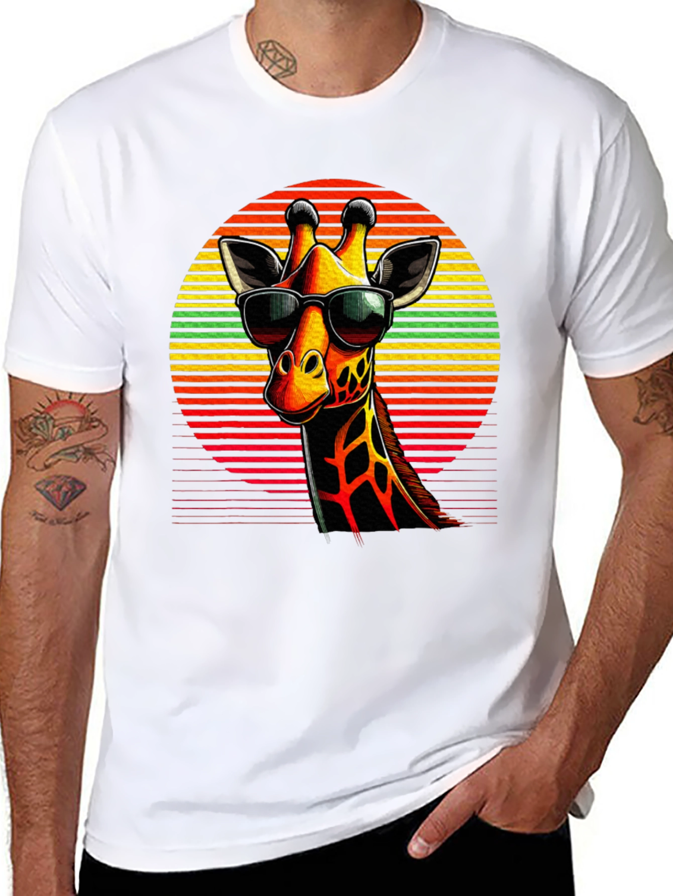 Cool Giraffe Graphic Tee - Stylish Black T-Shirt
