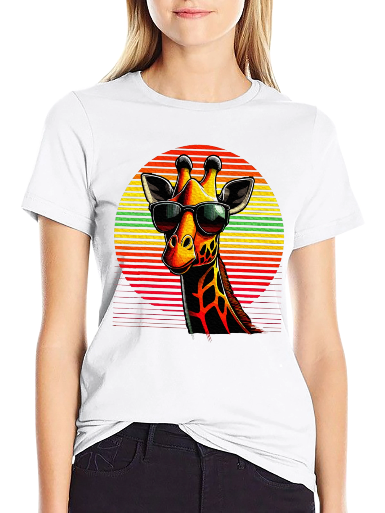 Cool Giraffe Graphic Tee - Stylish Black T-Shirt