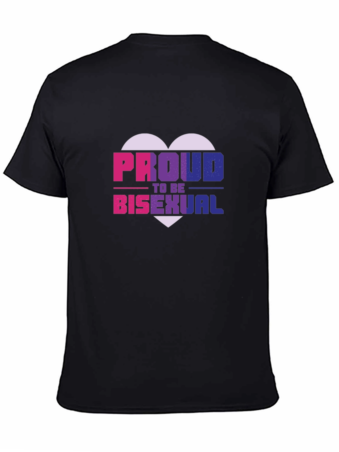 Proud Bisexual Heart Graphic Tee - Black Cotton Blend