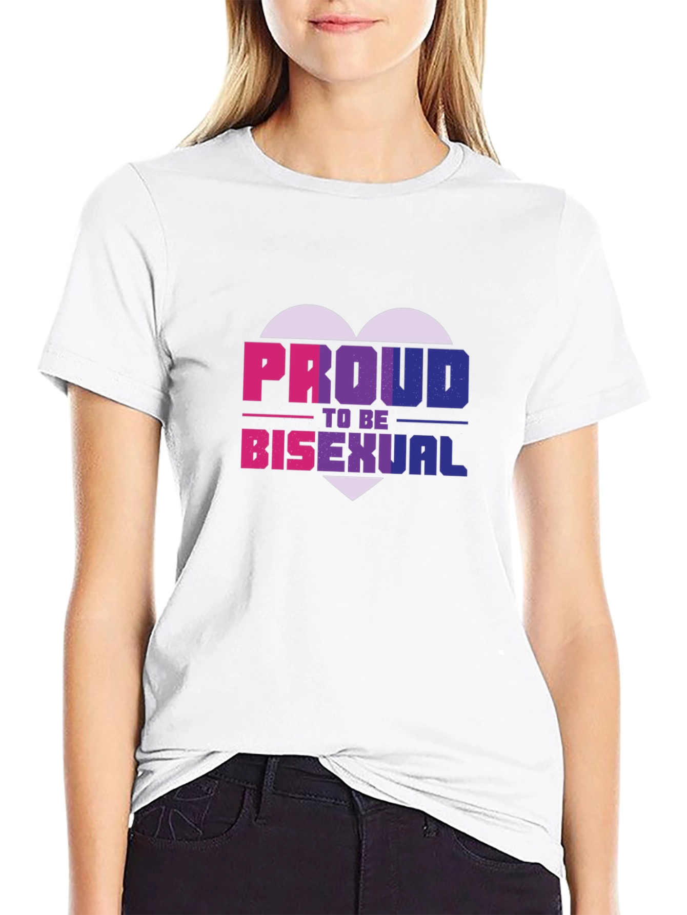 Proud Bisexual Heart Graphic Tee - Black Cotton Blend