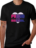 Proud Bisexual Heart Graphic Tee - Black Cotton Blend