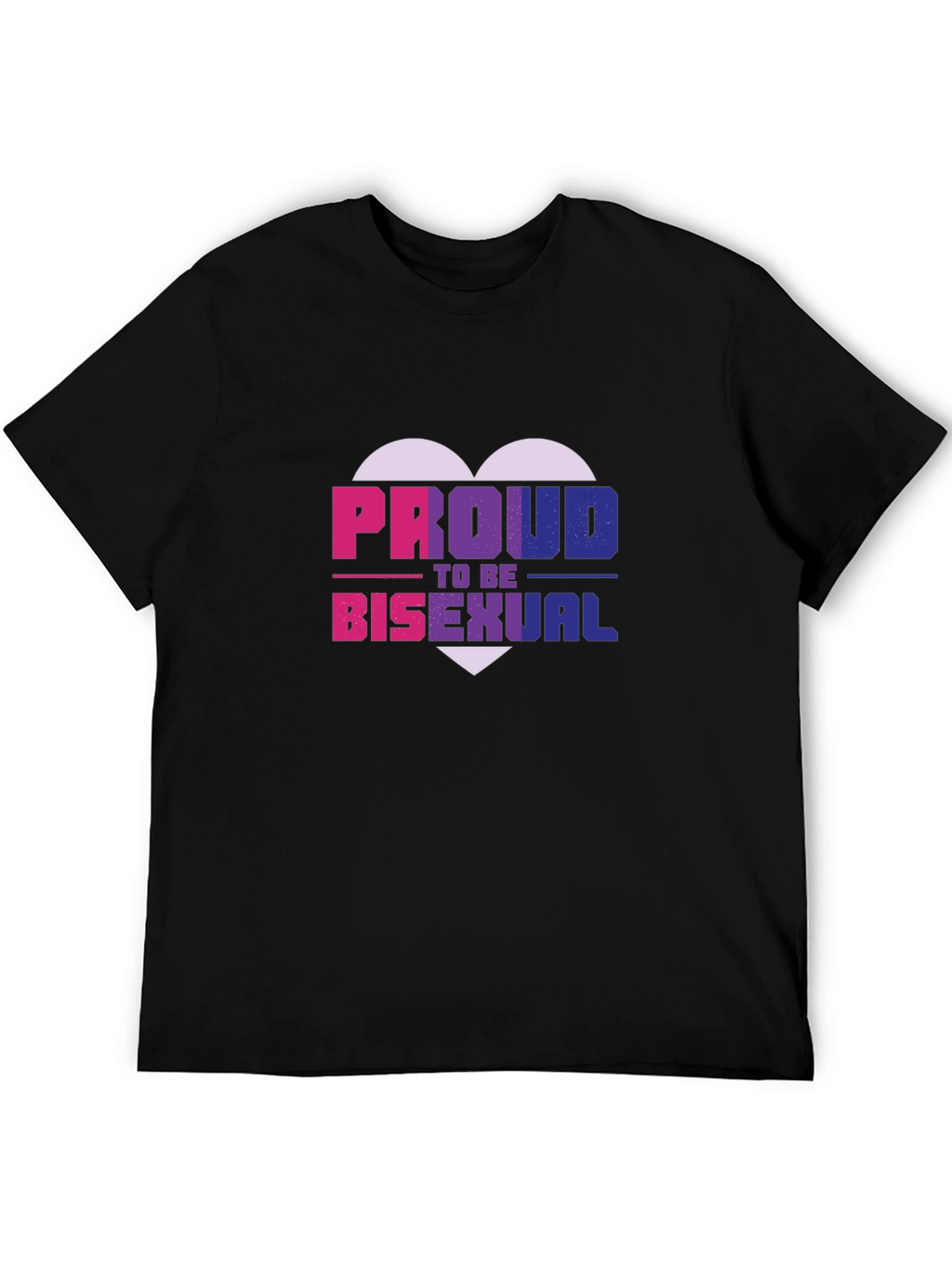 Proud Bisexual Heart Graphic Tee - Black Cotton Blend