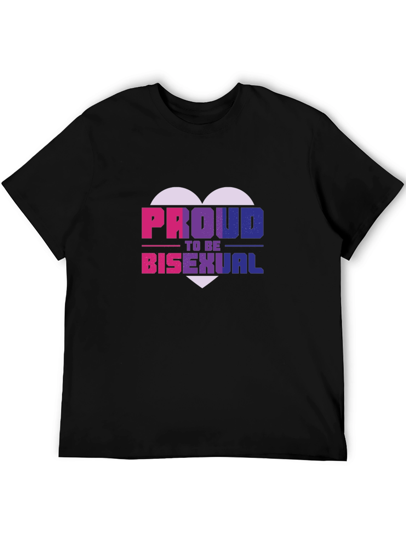 Proud Bisexual Heart Graphic Tee - Black Cotton Blend
