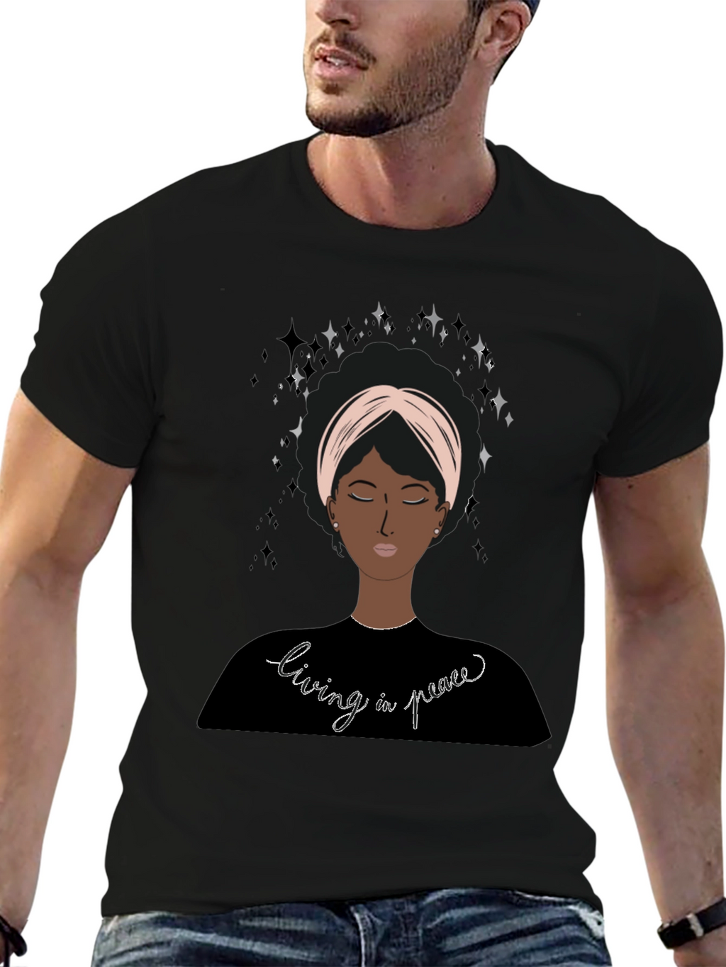 Living in Peace Afro Woman Tee