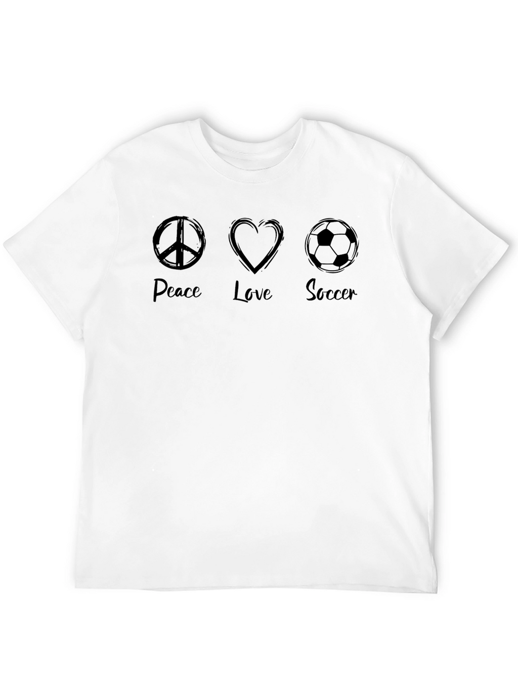 Peace Love Soccer Black Graphic Tee