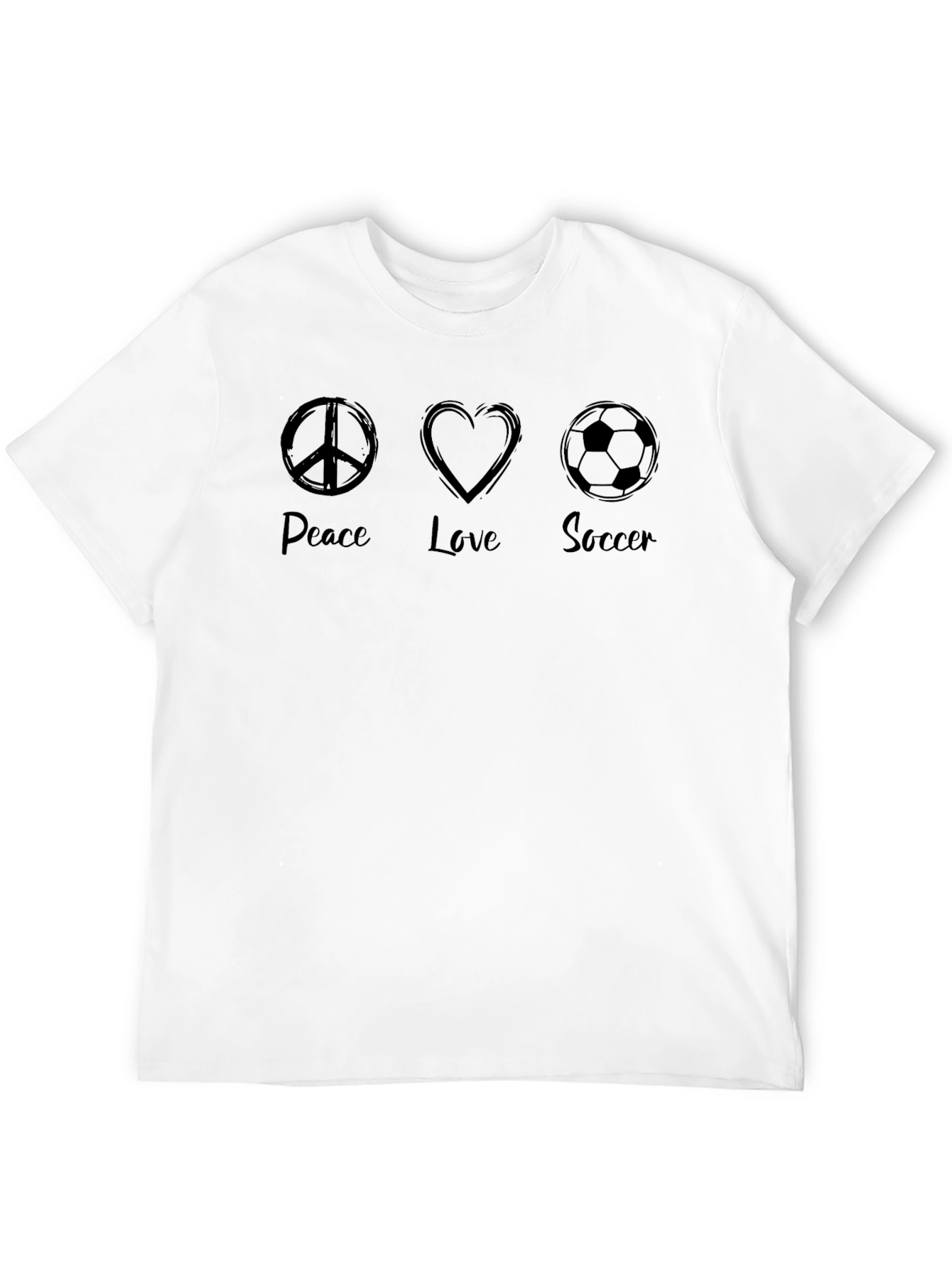 Peace Love Soccer Black Graphic Tee