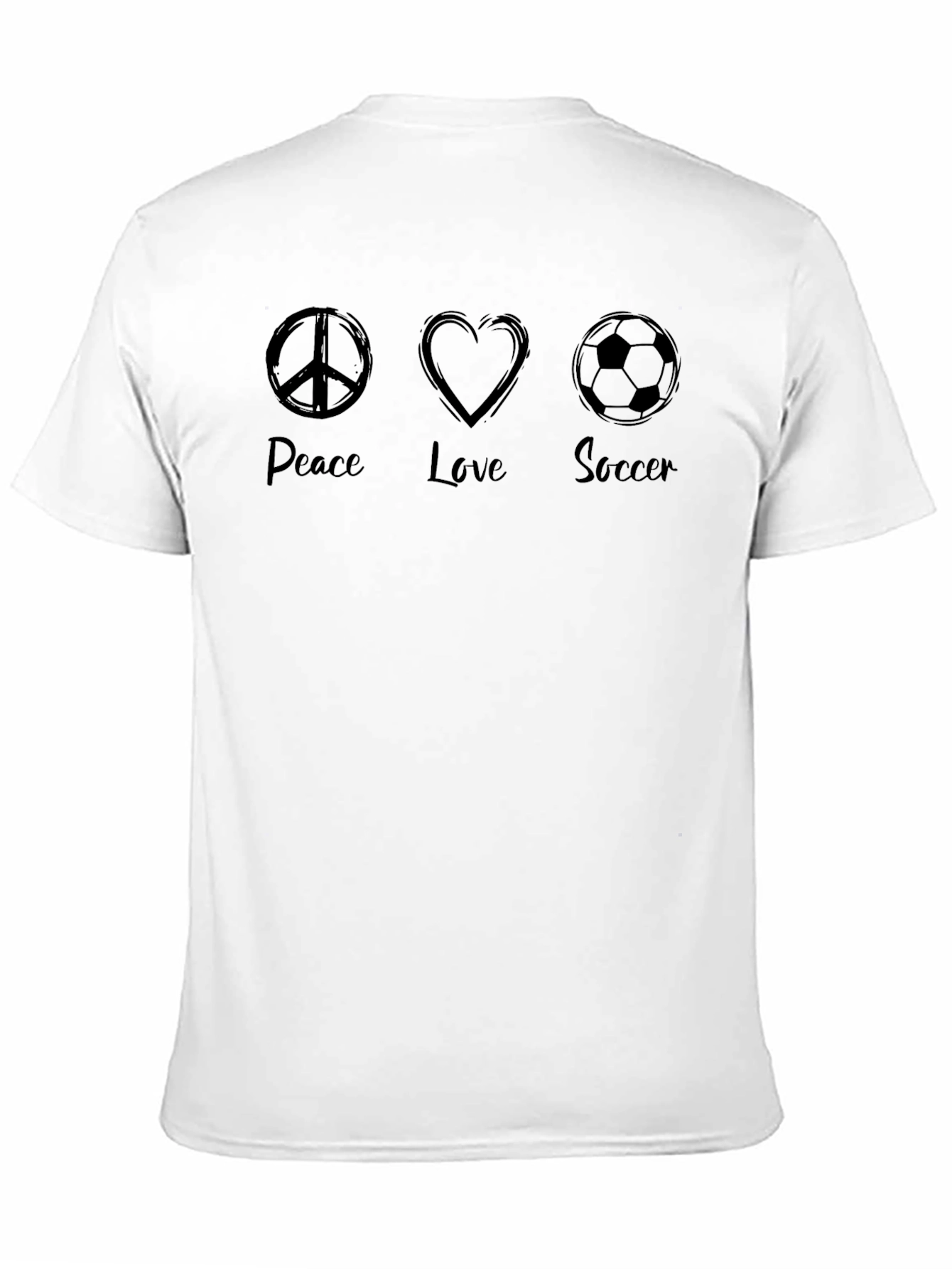 Peace Love Soccer Black Graphic Tee