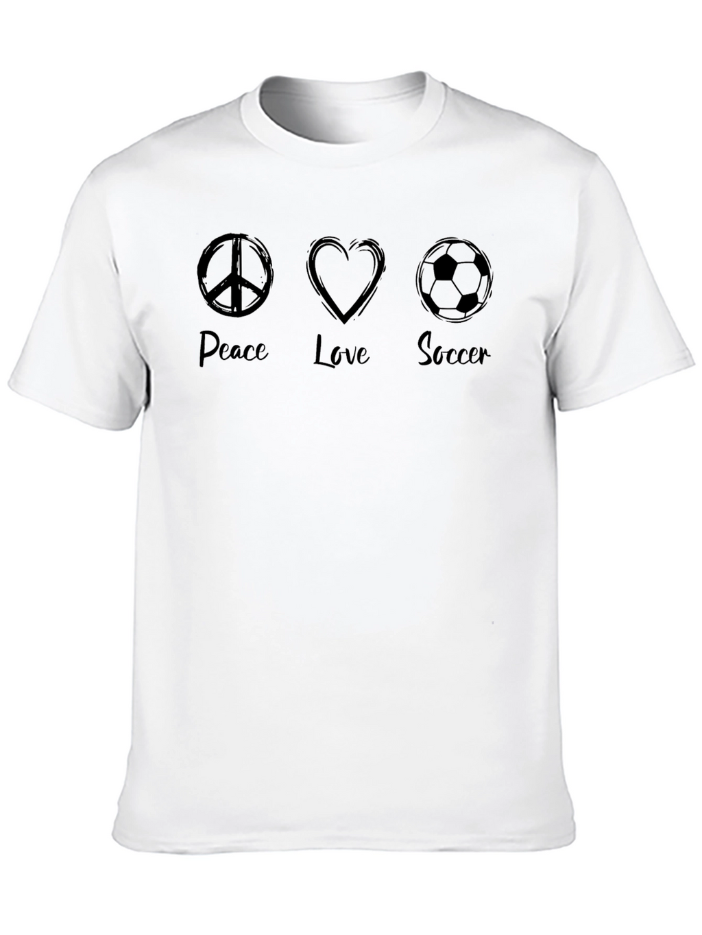 Peace Love Soccer Black Graphic Tee