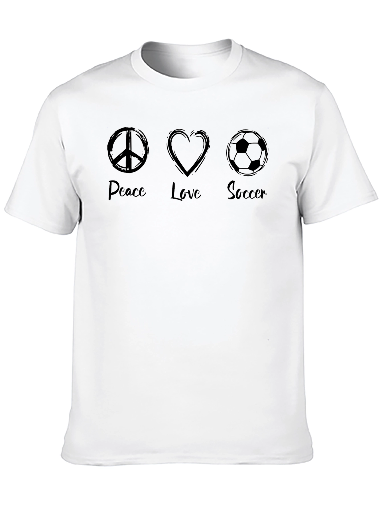 Peace Love Soccer Black Graphic Tee