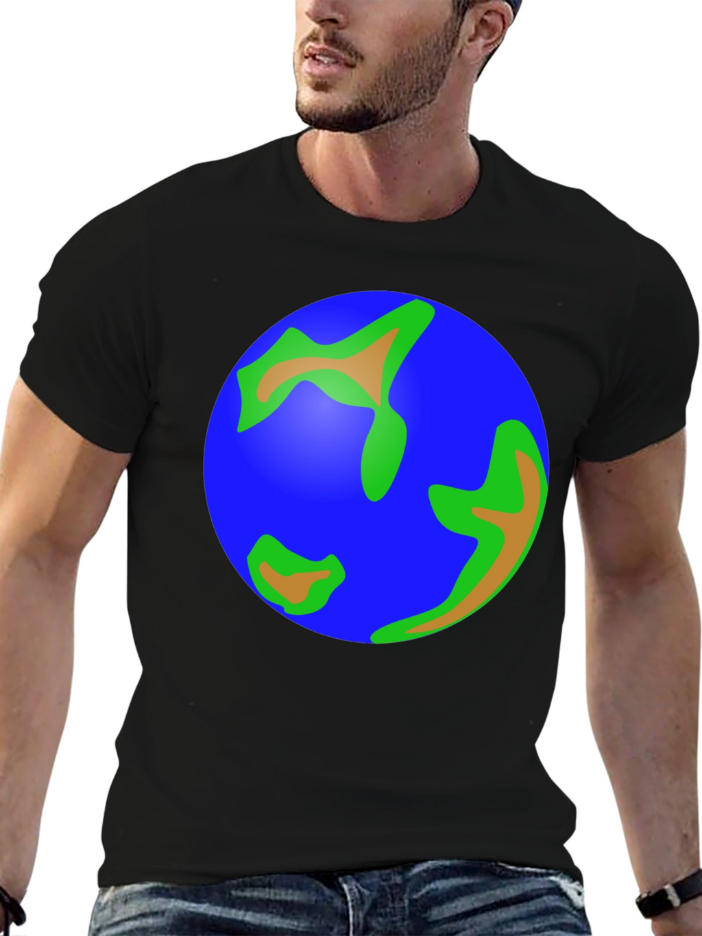 Earth Graphic Tee - Black Cotton T-Shirt