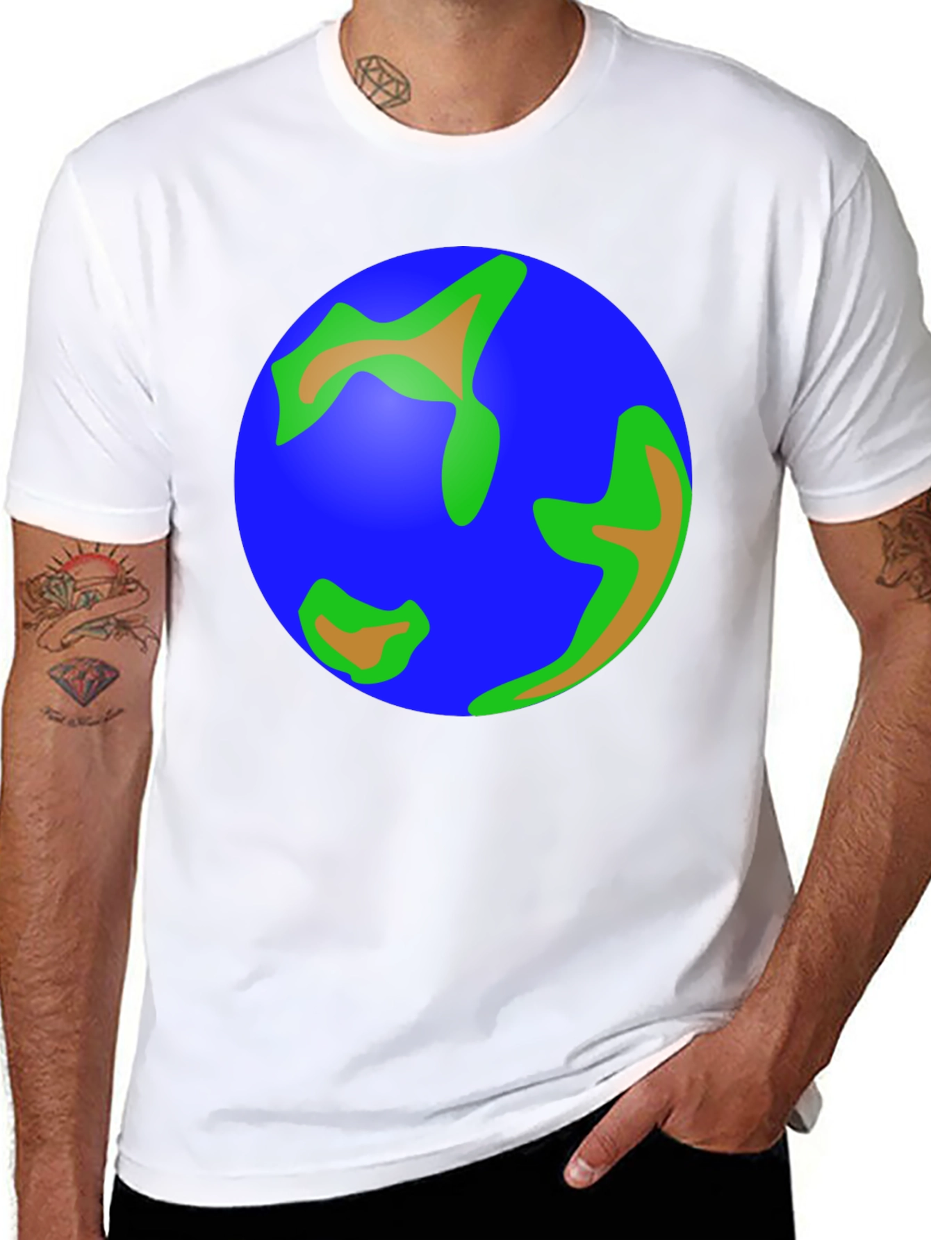 Earth Graphic Tee - Black Cotton T-Shirt