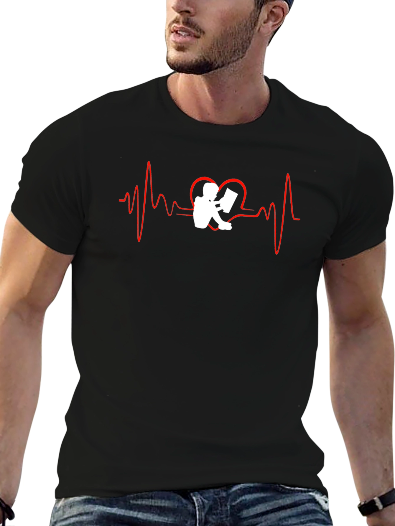 Heartbeat Reader Black T-Shirt