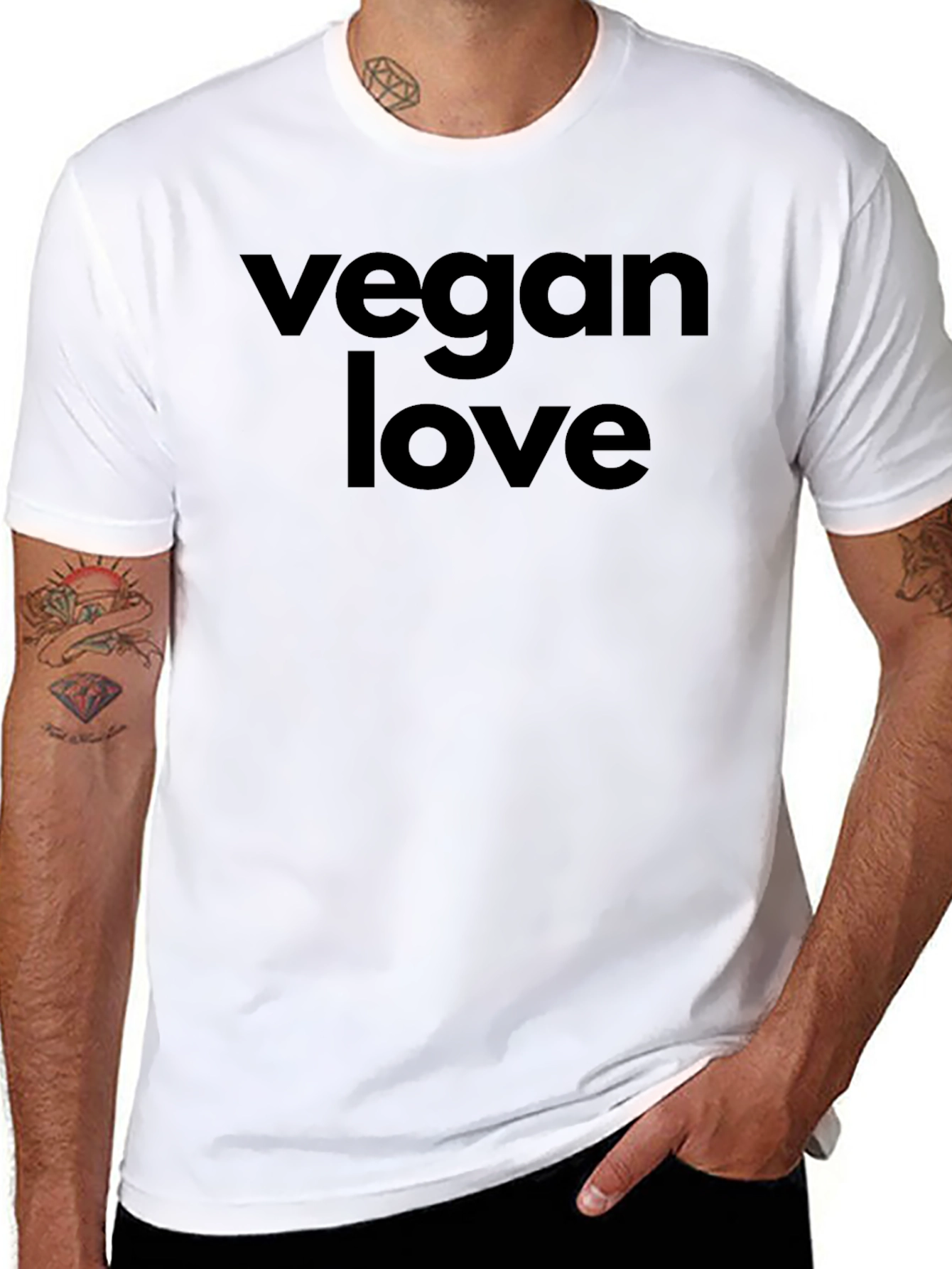 Vegan Love Graphic Tee - Black Crew Neck T-Shirt