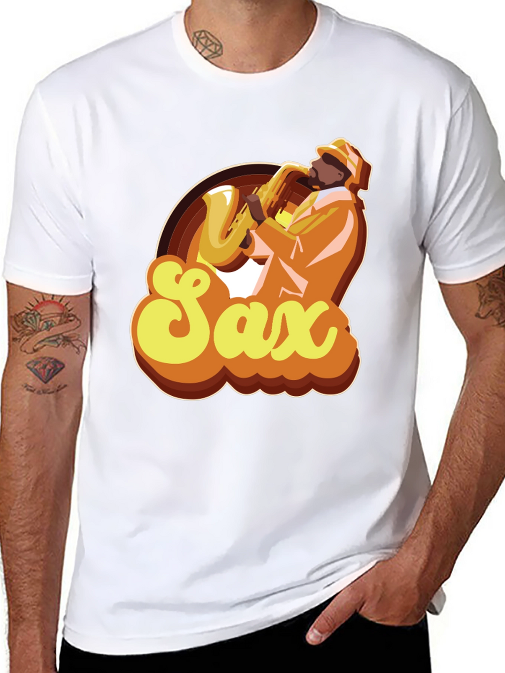 Retro Saxophone Player Graphic T-Shirt