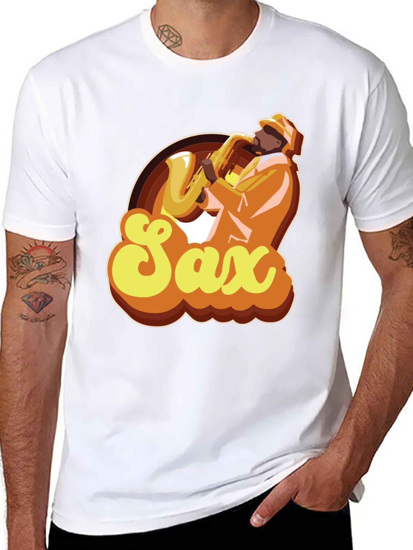 Retro Saxophone Player Graphic T-Shirt