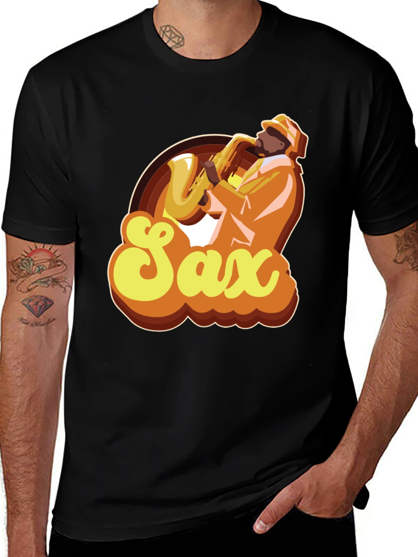 Retro Saxophone Player Graphic T-Shirt