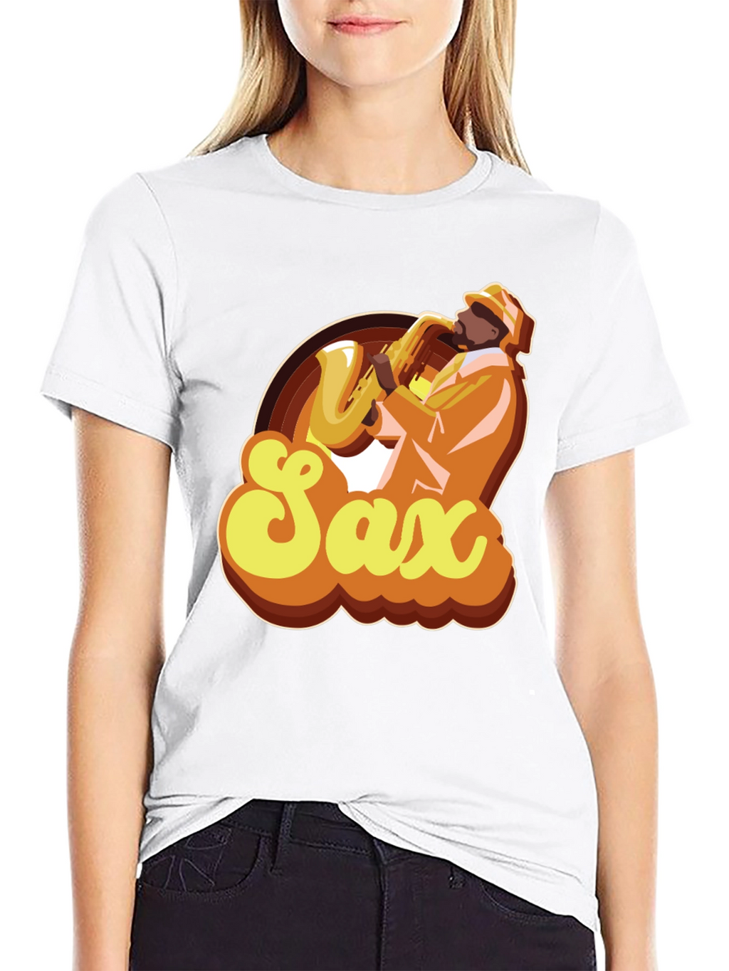 Retro Saxophone Player Graphic T-Shirt